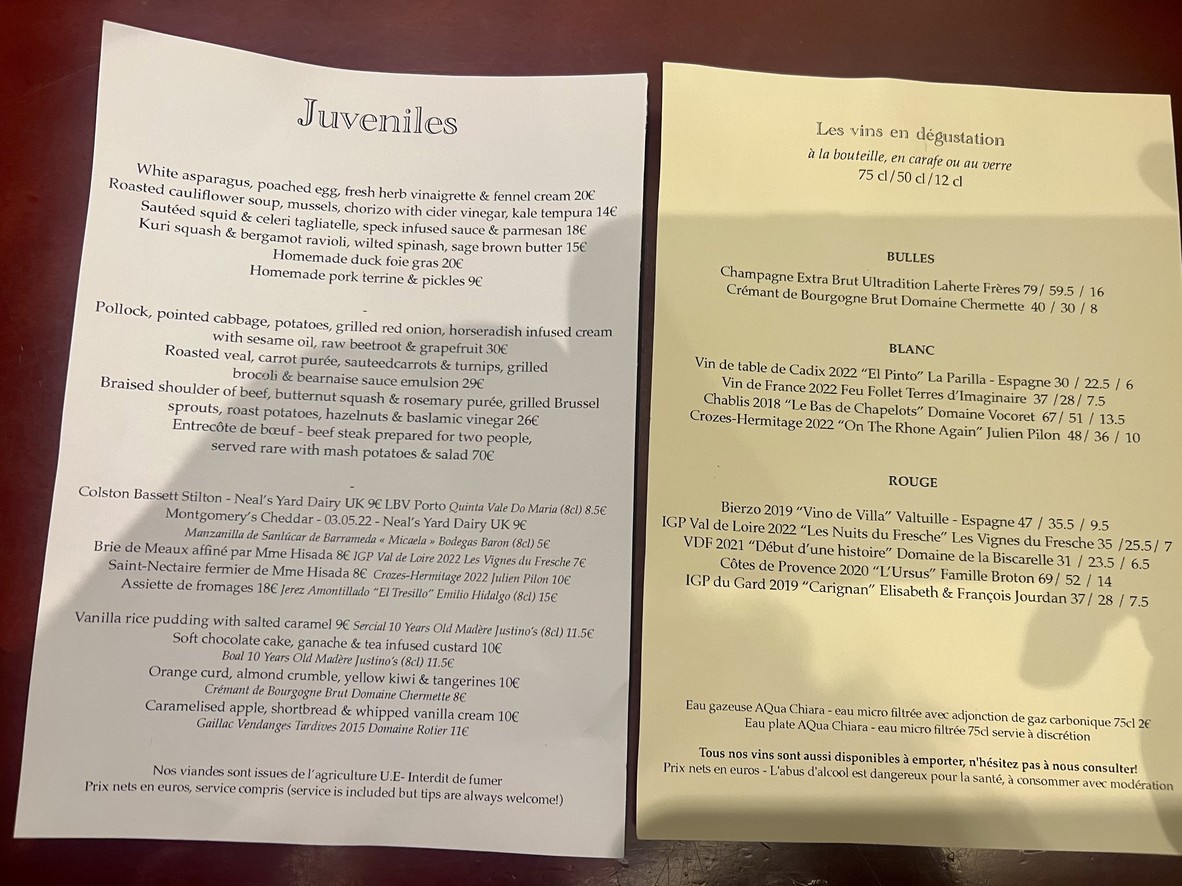 Juveniles menu 1