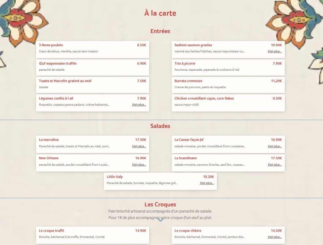 Chez Janot menu 2