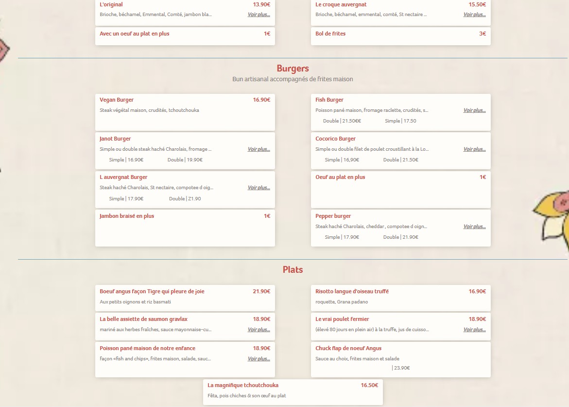 Chez Janot menu 3