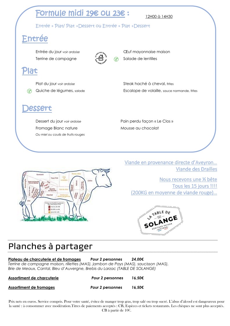 Le Clos Bourguignon menu 3