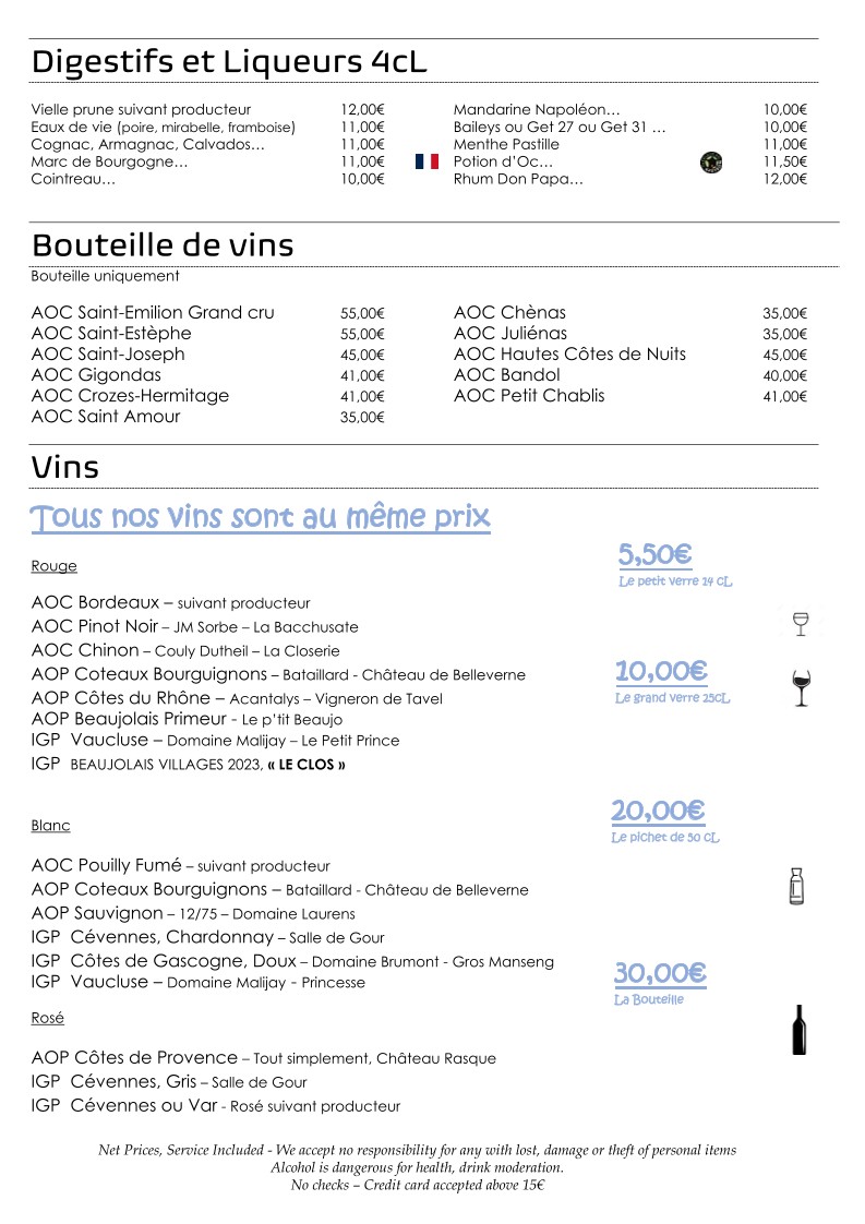Le Clos Bourguignon menu 4
