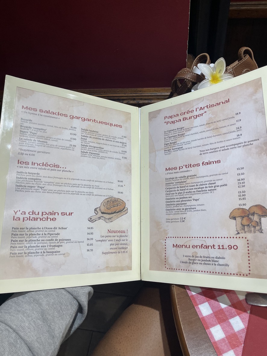 Chez Papa - Joinville menu 2