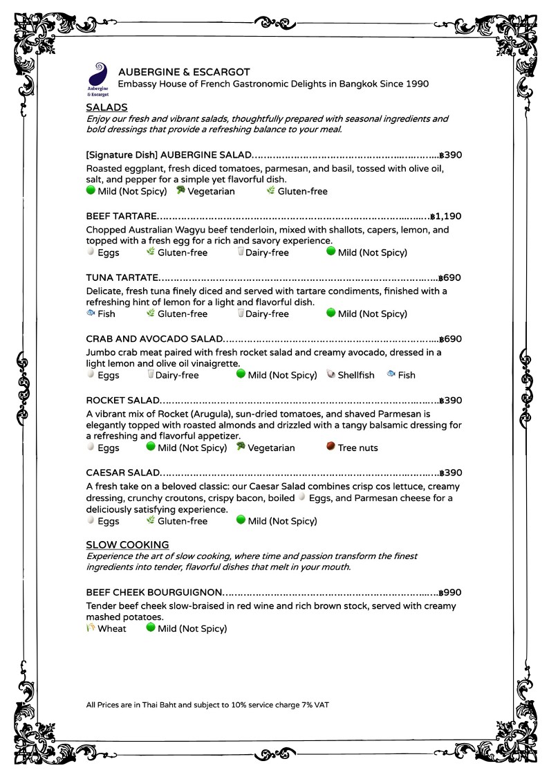 Aubergine and Escargot (บ้านโอเบอร์จีน แอนด์ แอ็สการ์โก) menu 2