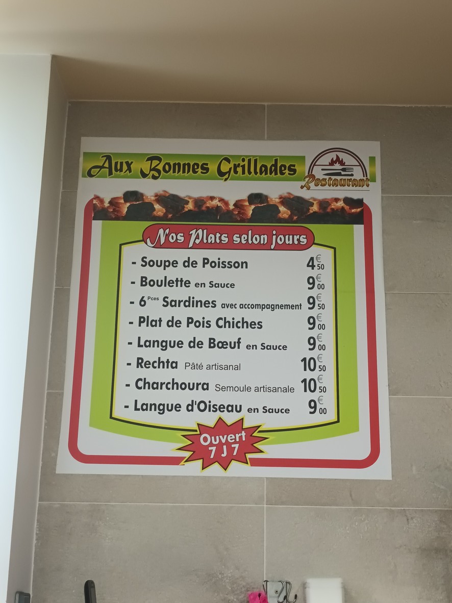 Aux Bonnes Grillades menu 2