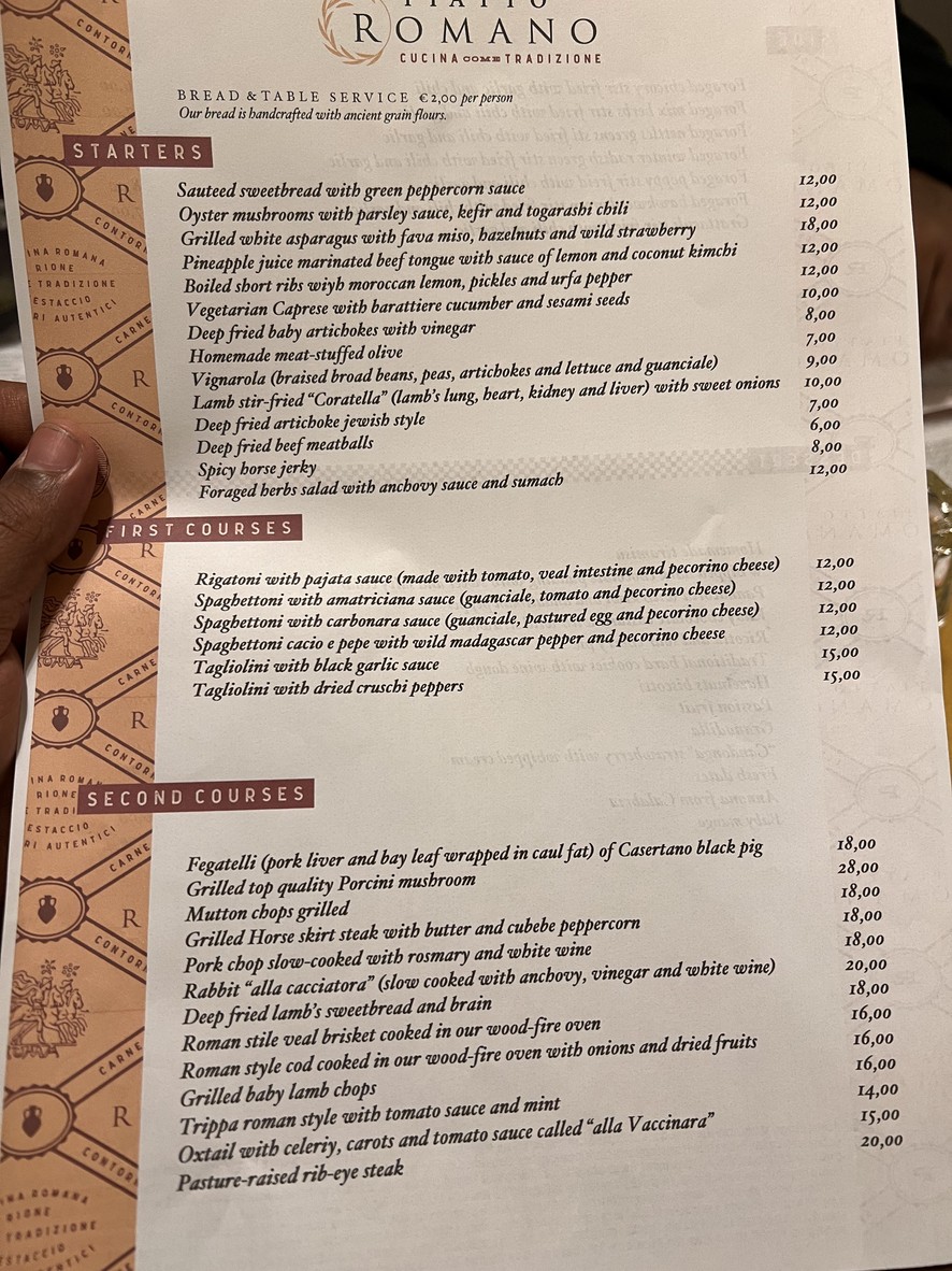 Piatto Romano menu 1