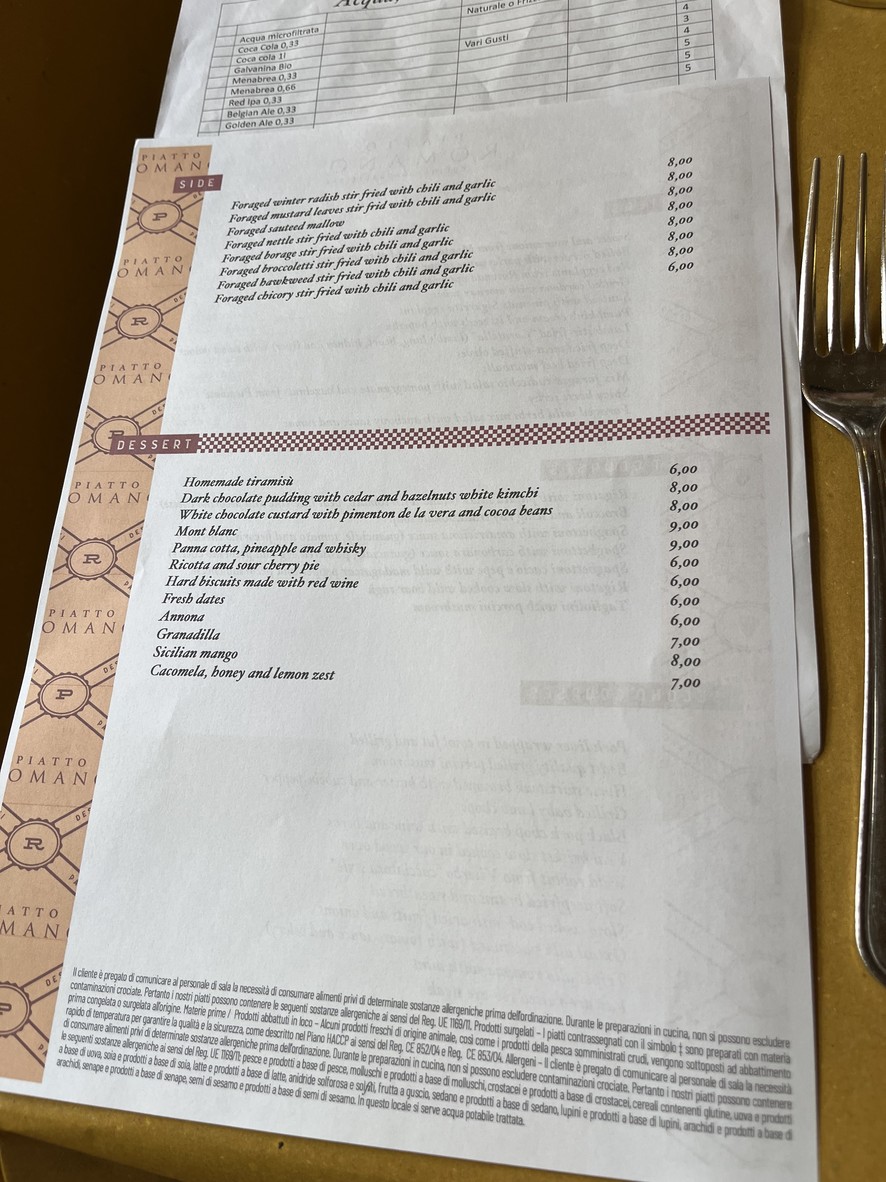 Piatto Romano menu 2