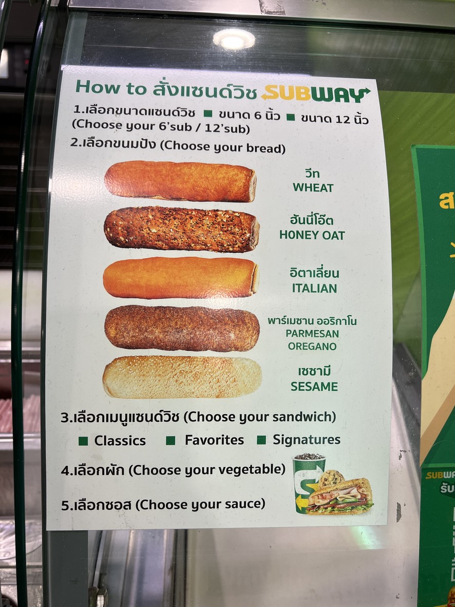 Subway menu 2