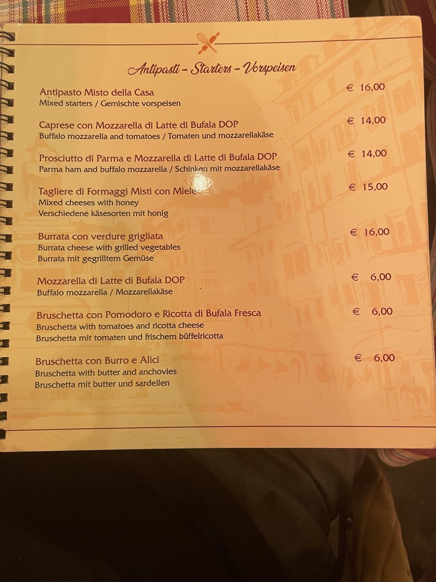 Antica Hostaria Romanesca menu 1