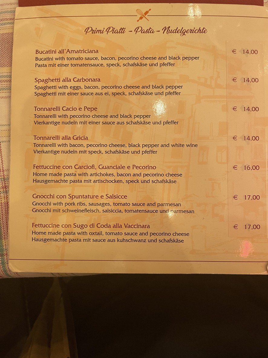 Antica Hostaria Romanesca menu 2