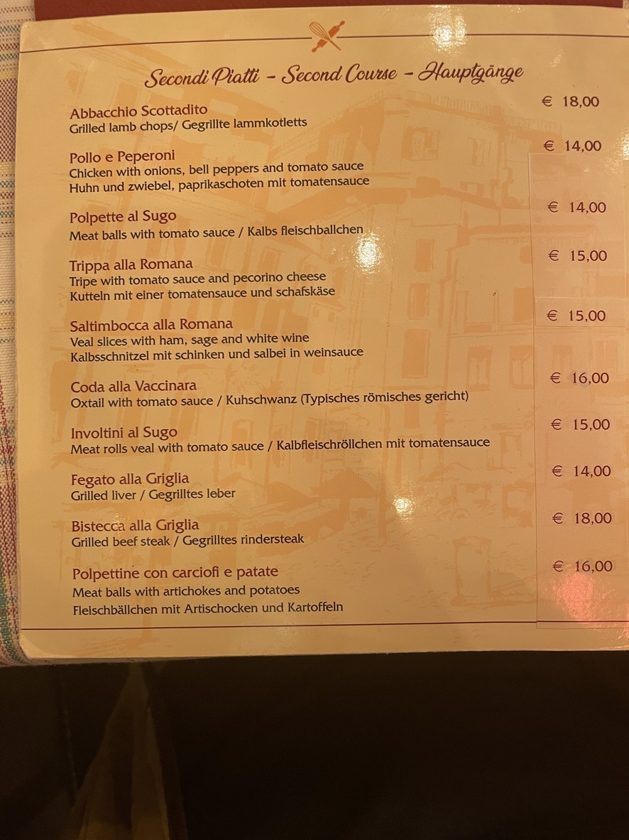 Antica Hostaria Romanesca menu 3