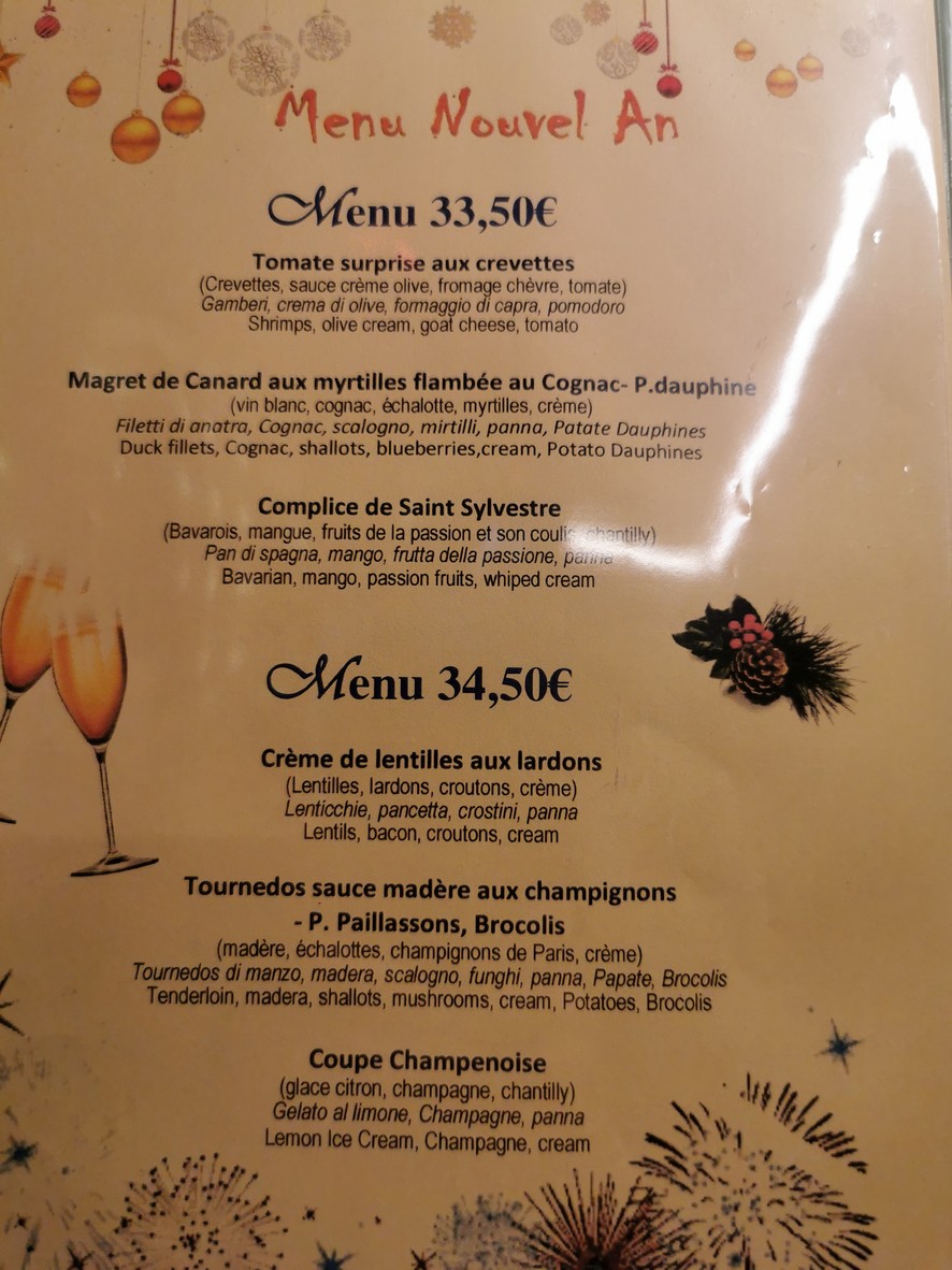 Restaurant L'Eau Vive menu 1