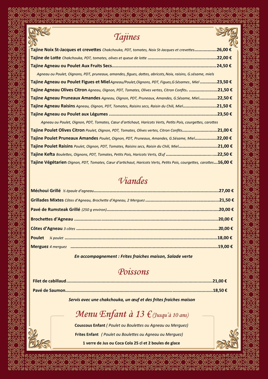 Le Berbère menu 3