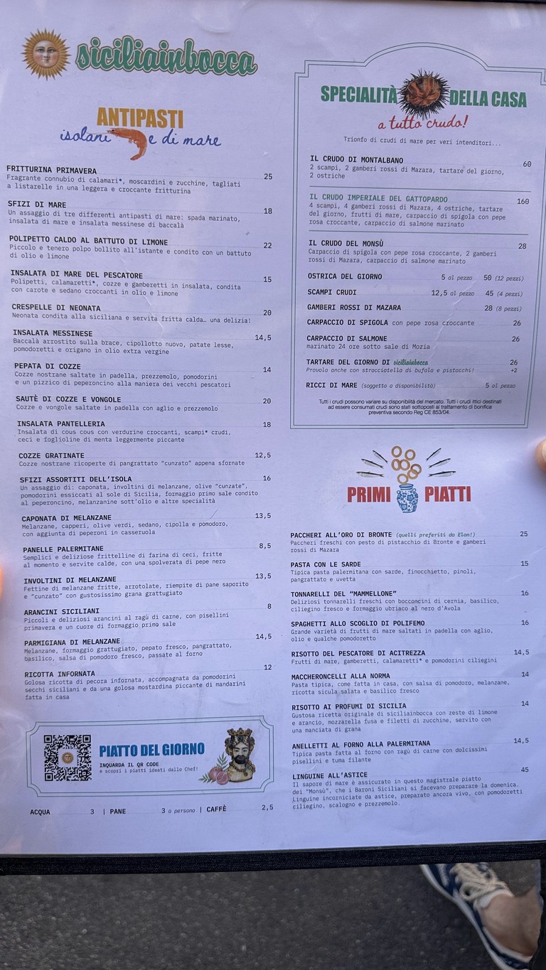 Siciliainbocca in Prati- Trattoria Siciliana menu 1