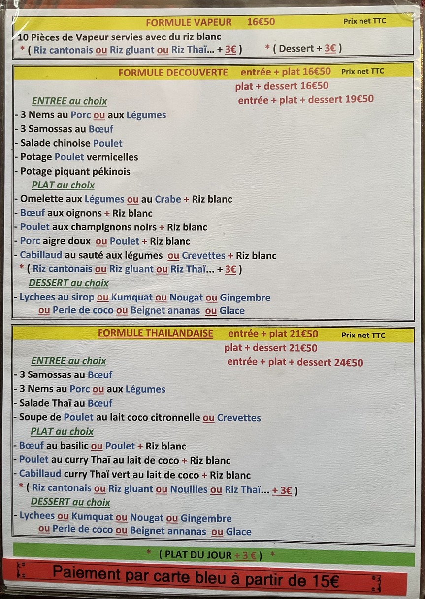 Lido Restaurant Chinois menu 3