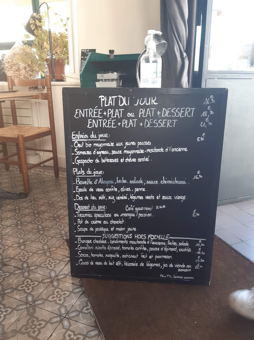 Le Château des Vignerons menu 1