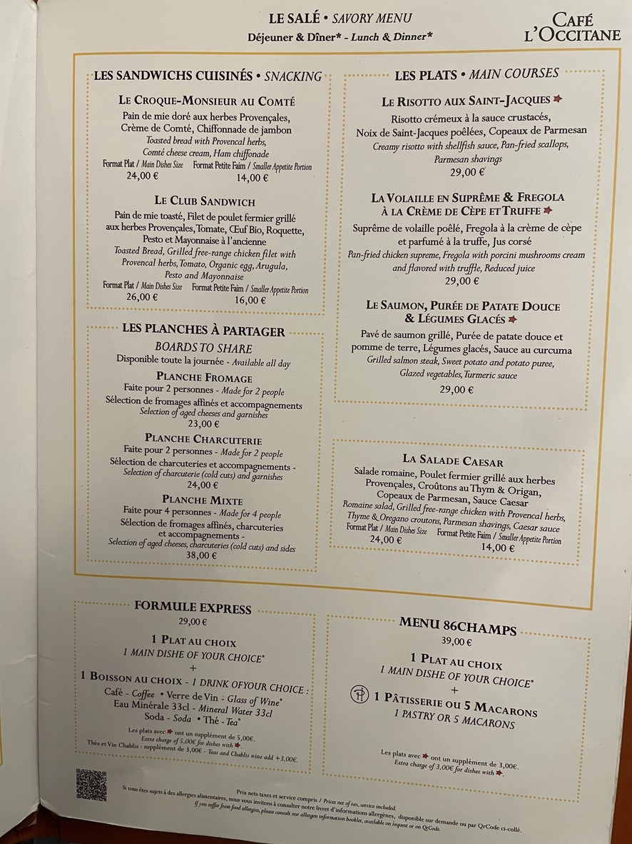 86Champs - L'Occitane x Pierre Hermé menu 1