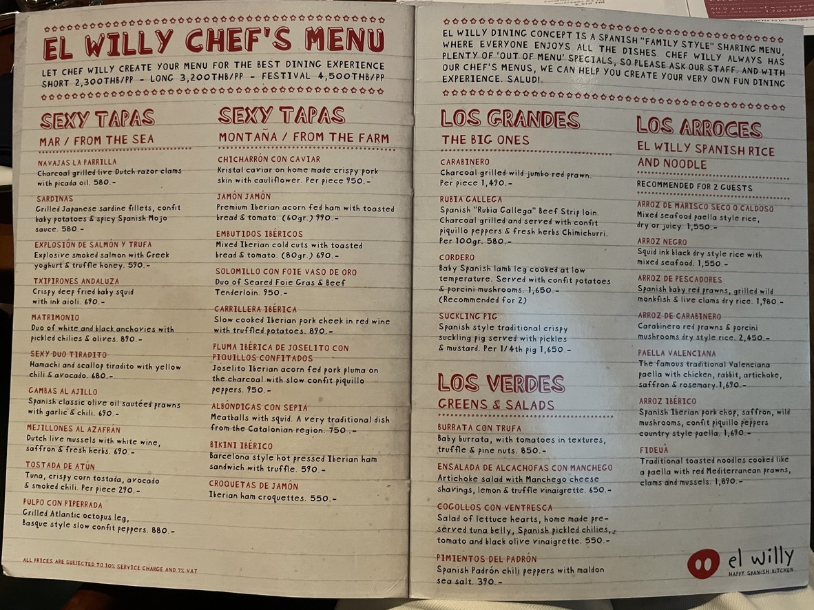 el Willy Spanish Kitchen menu 1