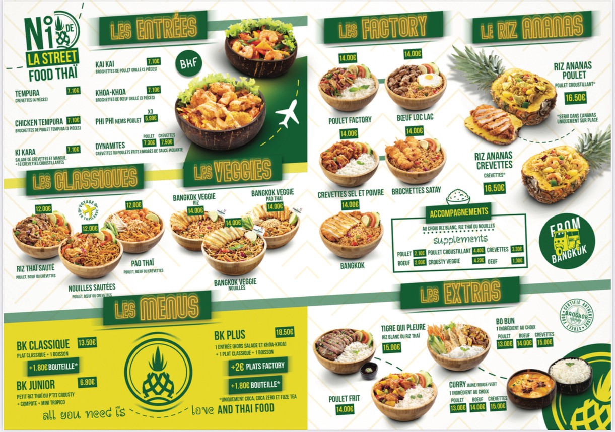 Bangkok Factory Drancy menu 1