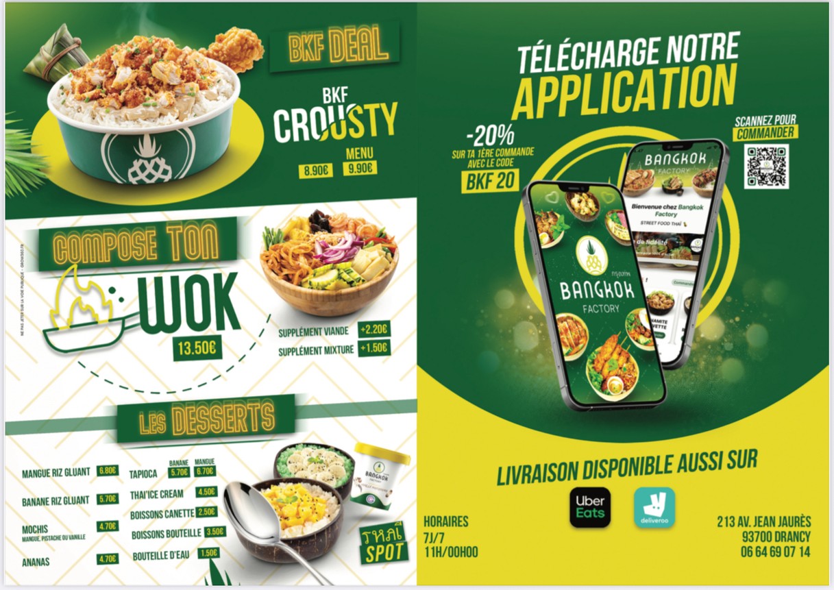 Bangkok Factory Drancy menu 2
