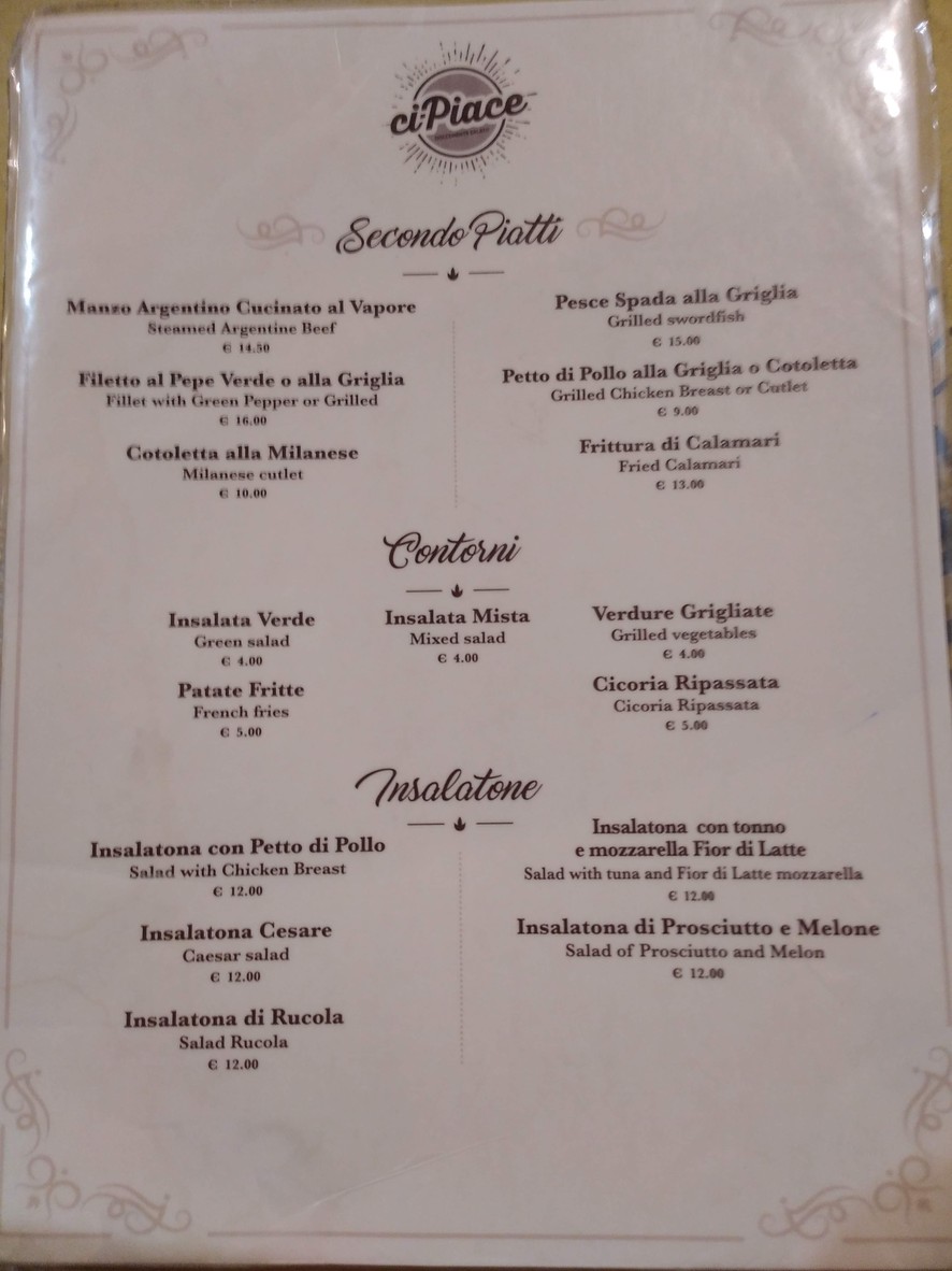 Ci piace Roma menu 2
