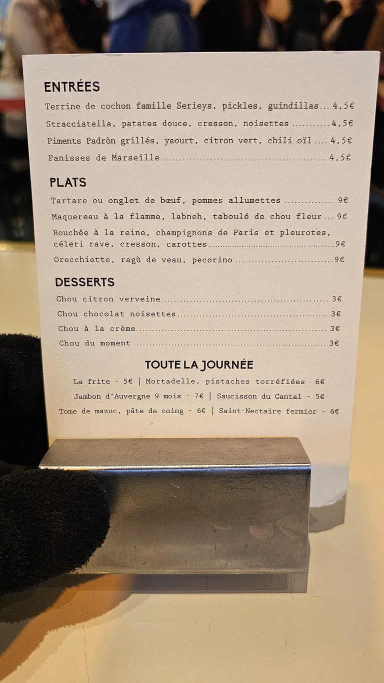 Le Mansart menu 1