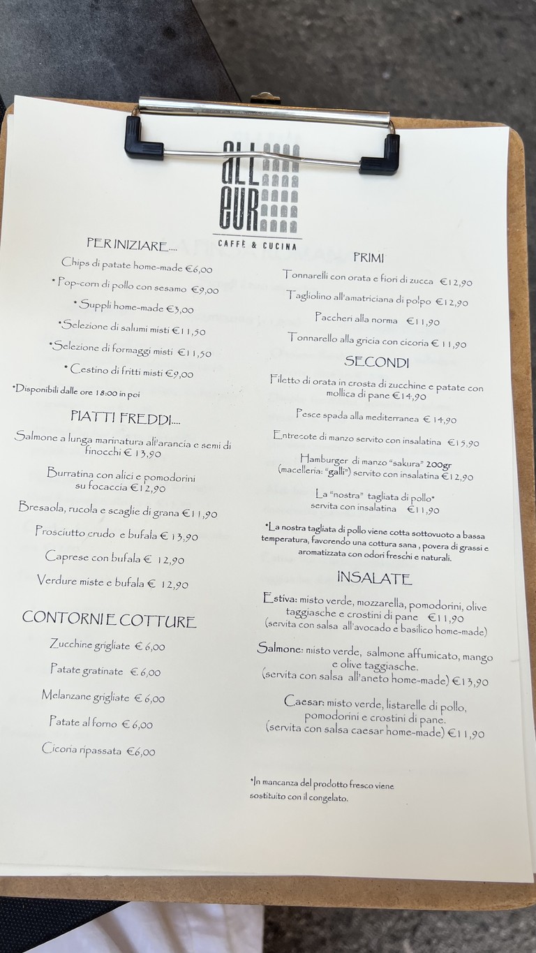 AllEur - Caffè e cucina menu 1