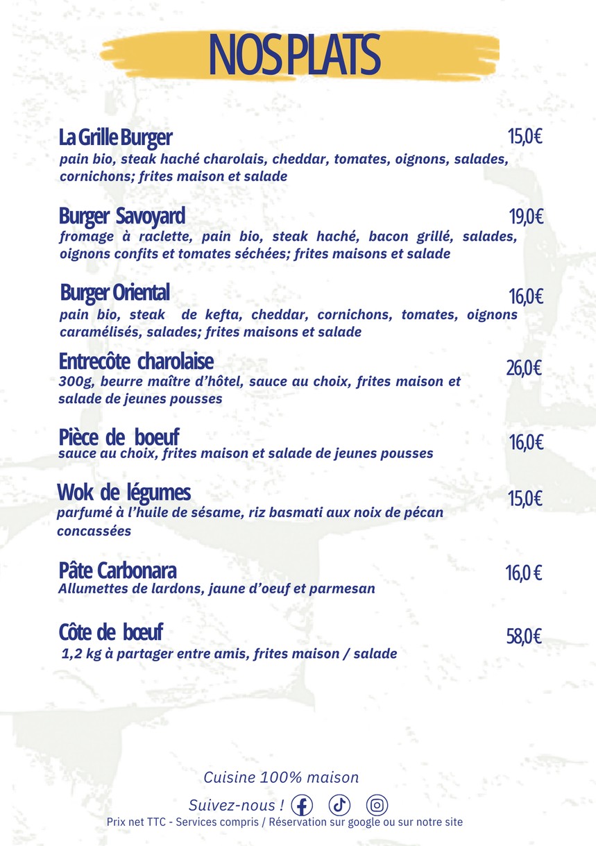 La Grille menu 2