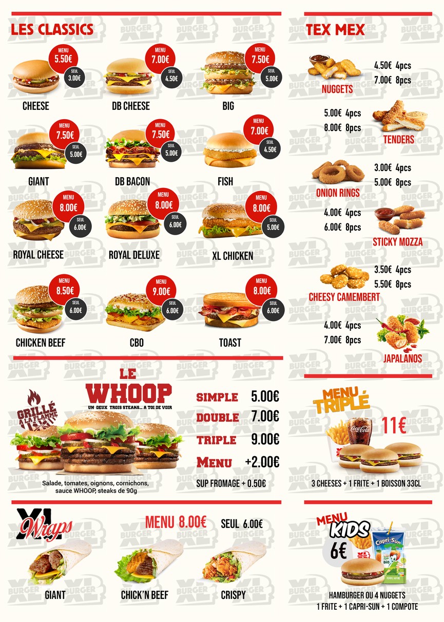 XL BURGER menu 1