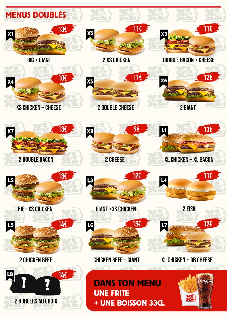 XL BURGER menu 2