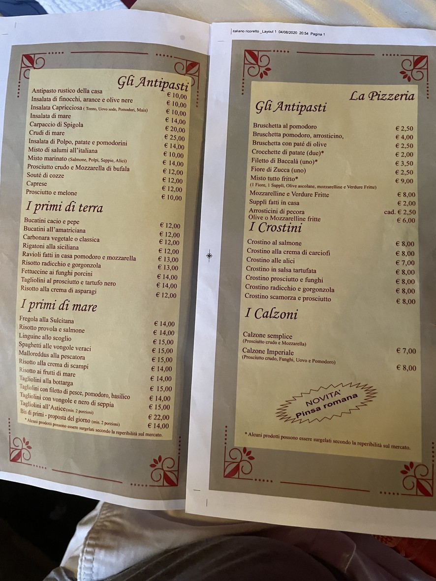 Ristorante Orto di Roma menu 2
