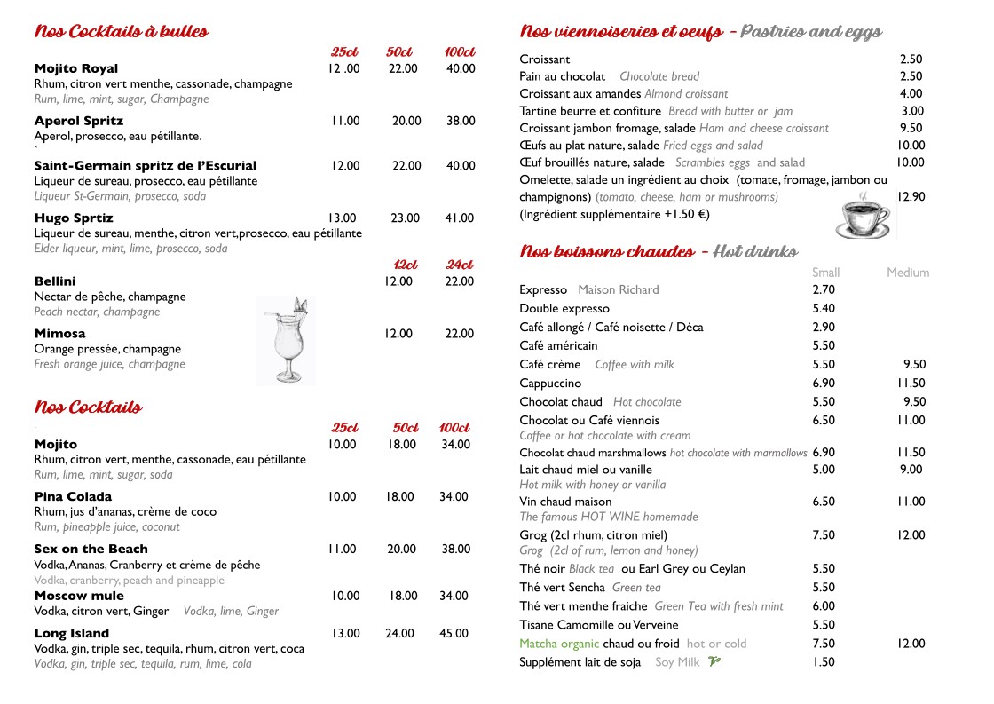 BRASSERIE L'ESCURIAL menu 3