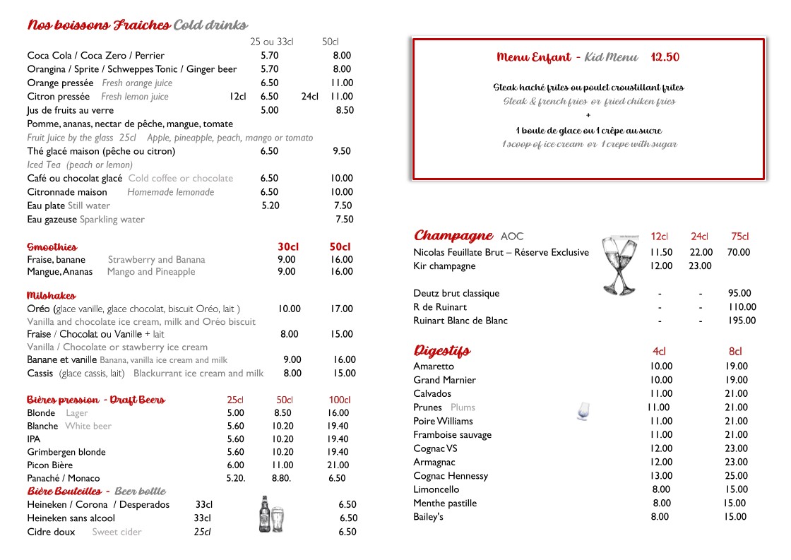BRASSERIE L'ESCURIAL menu 4