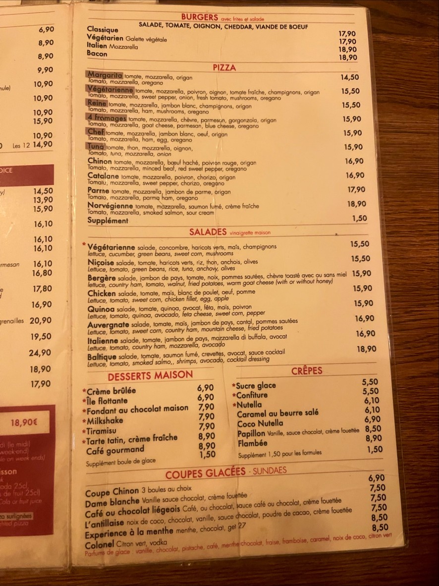 Le Chinon menu 2
