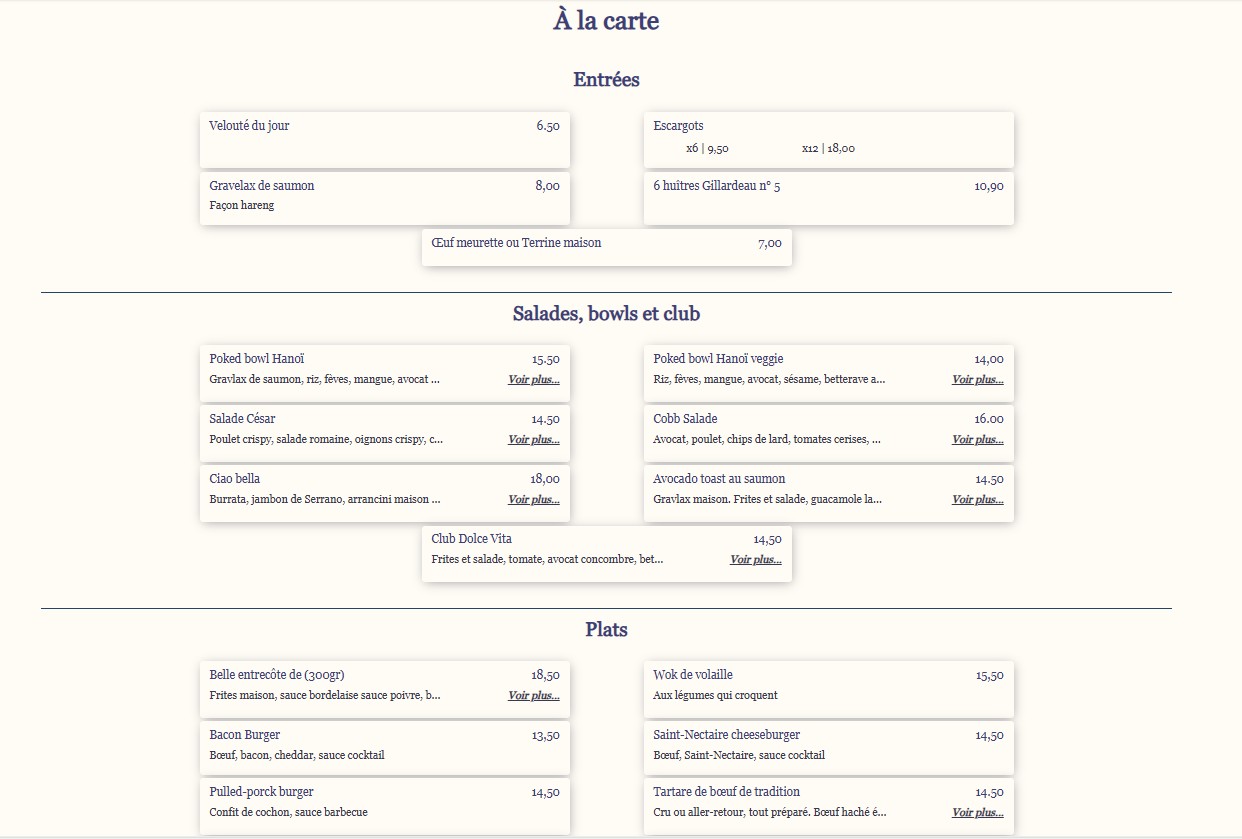 Le Dôme De Rungis menu 1