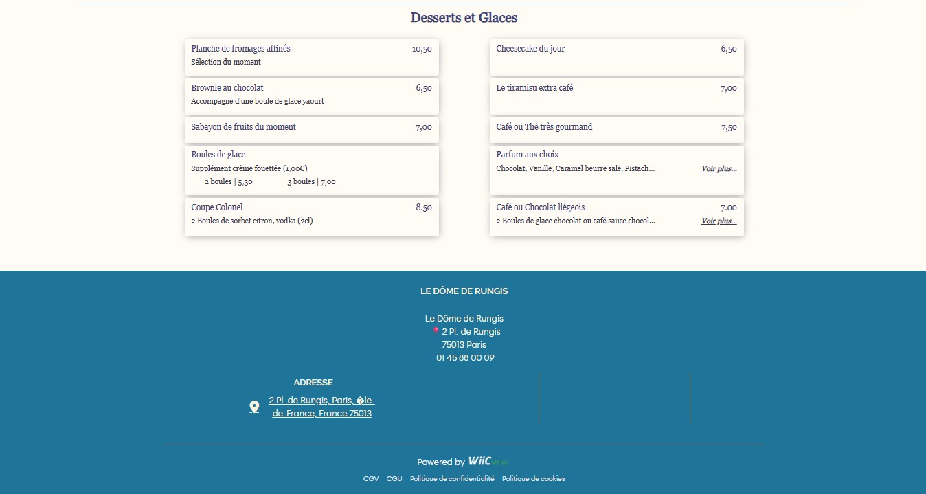 Le Dôme De Rungis menu 3