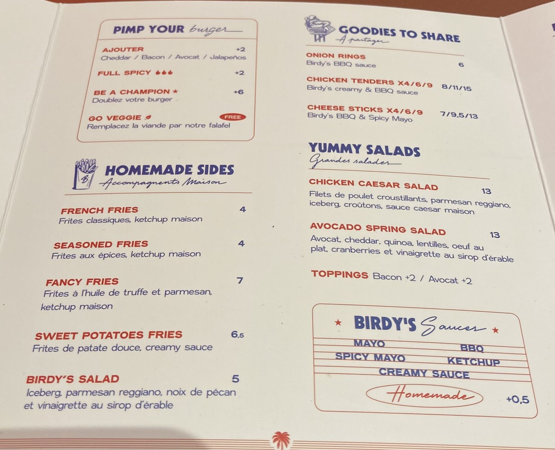 Birdy menu 3
