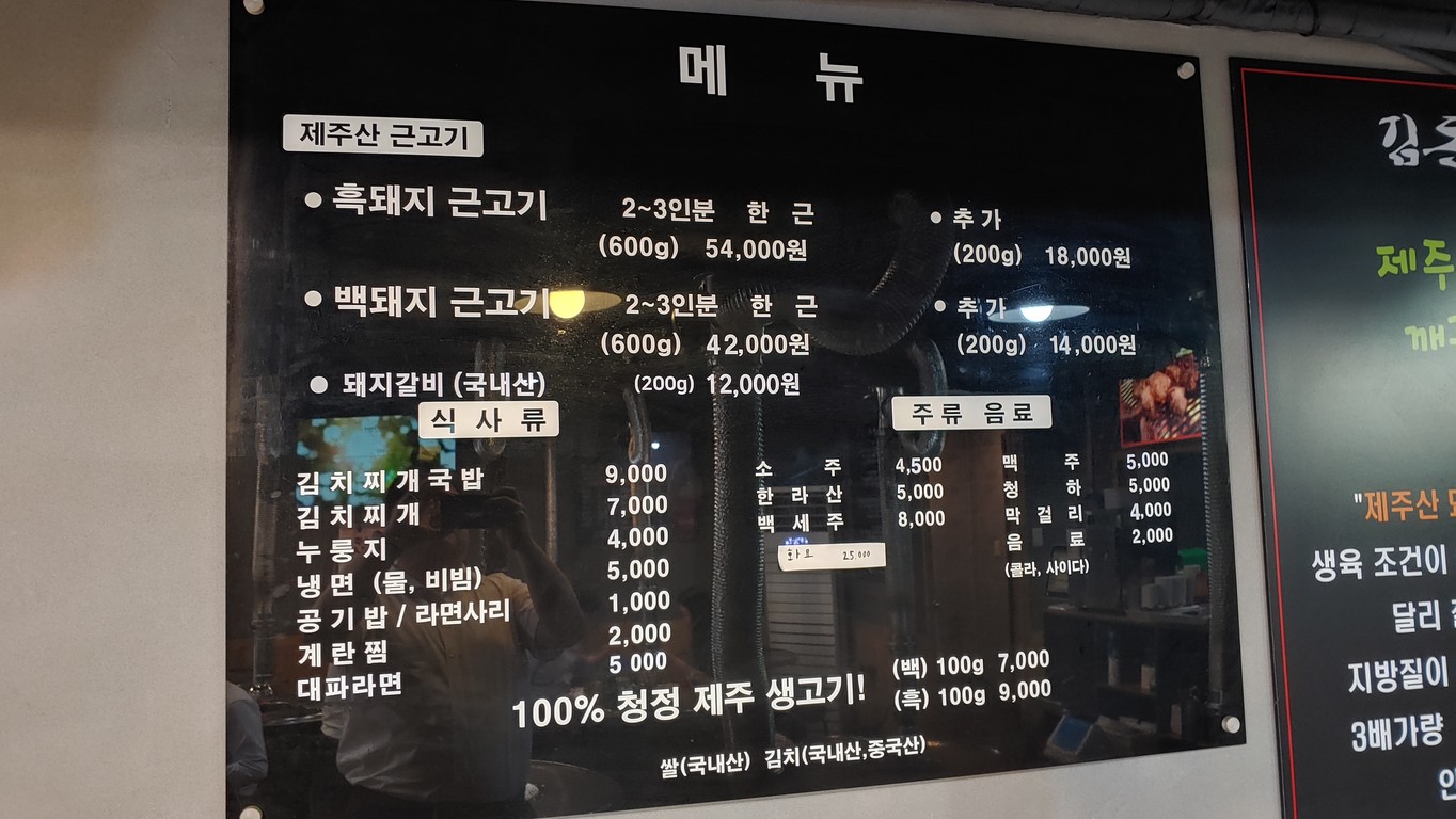 Kimdoni Guro Branch menu 2