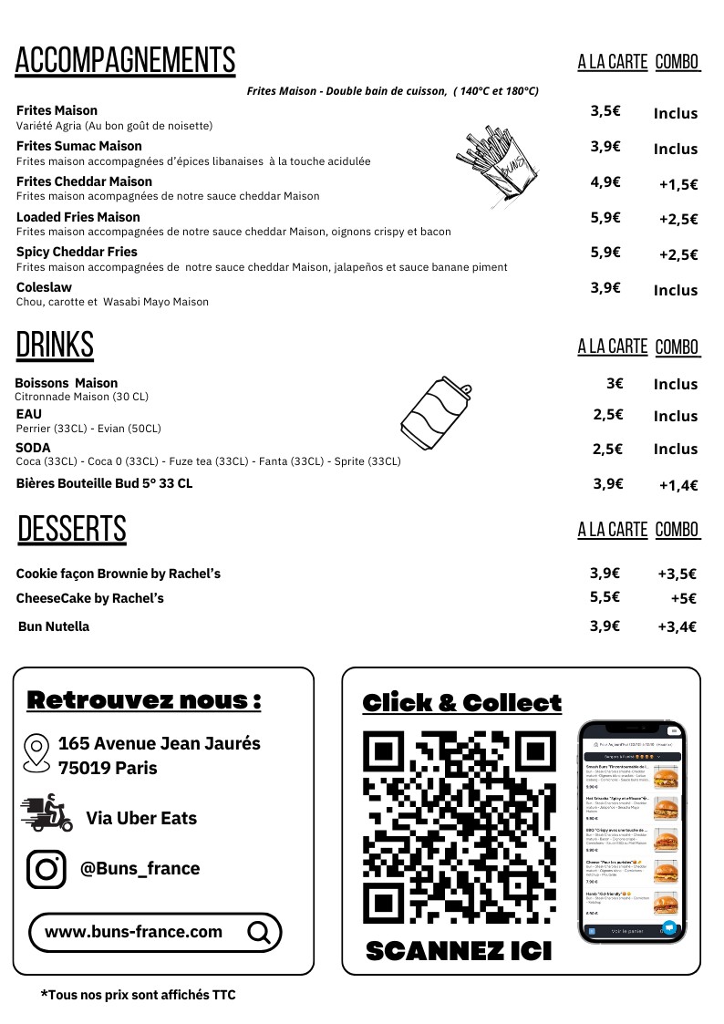 Buns Paris Ourcq menu 2