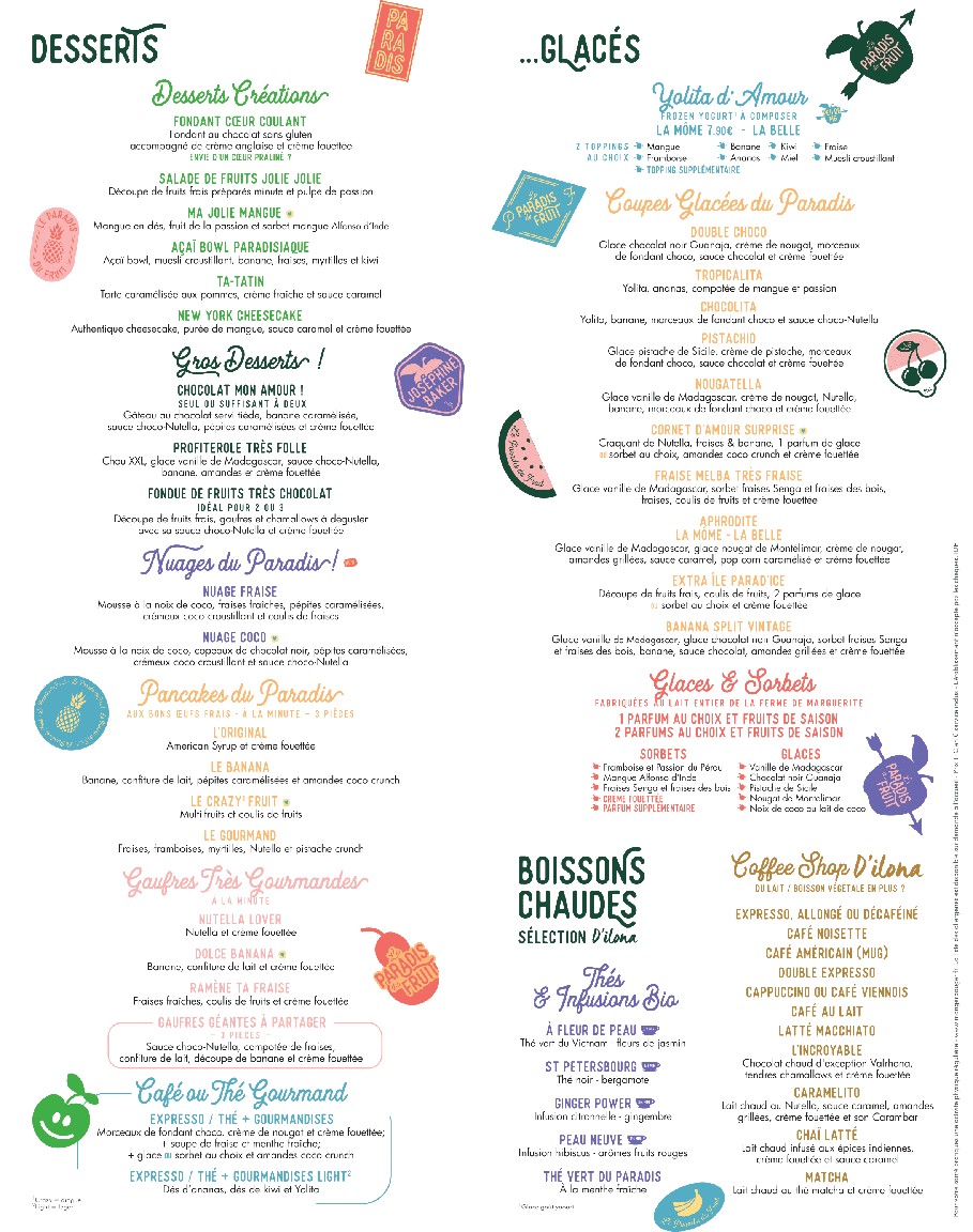 Le Paradis du Fruit menu 2