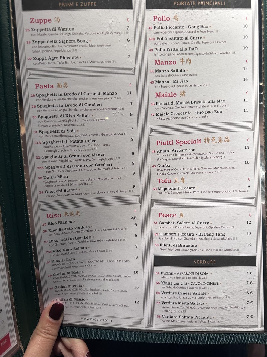 Dao Chinese Bistrot menu 2