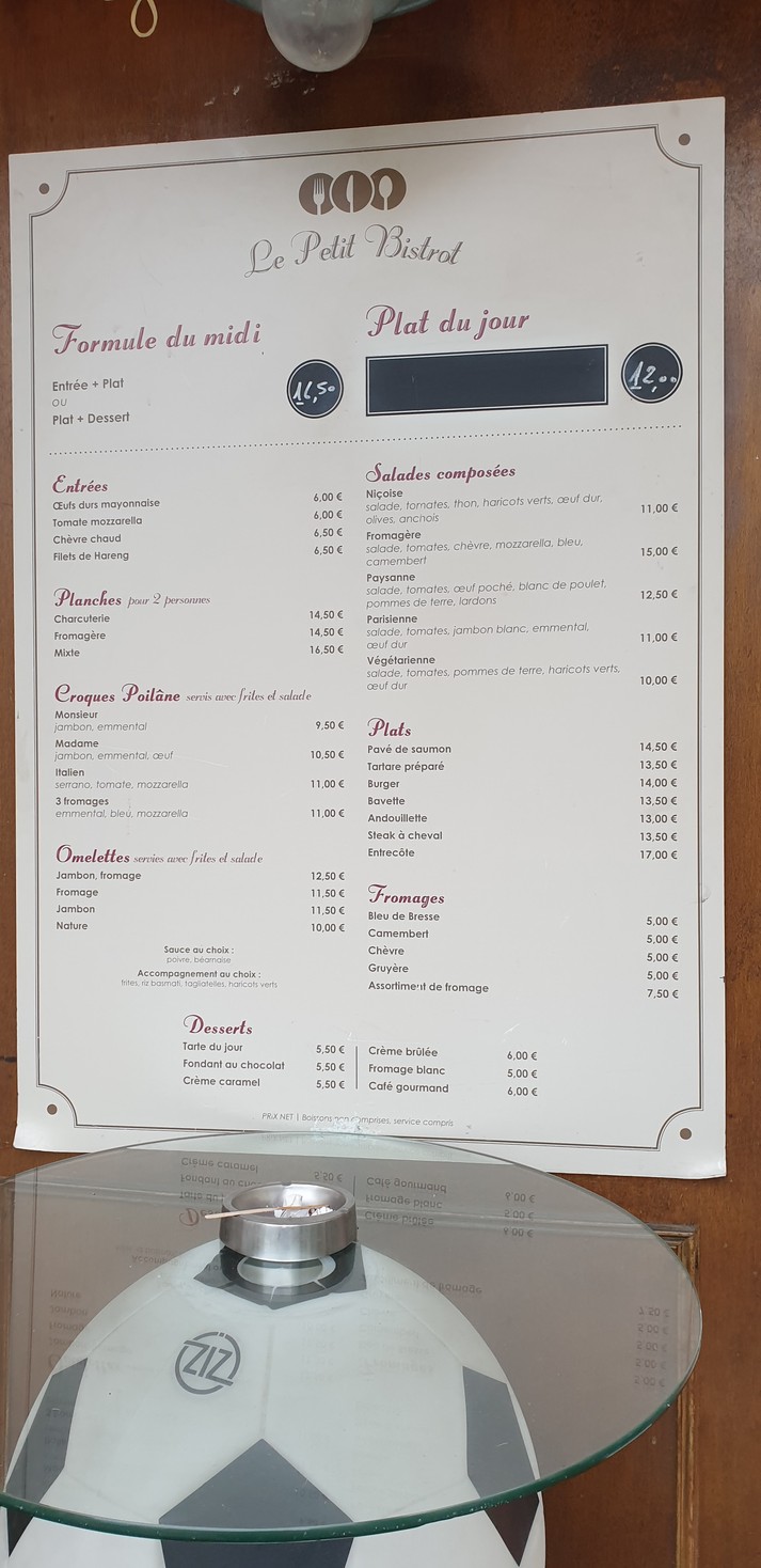 Le Petit Bistrot menu 1