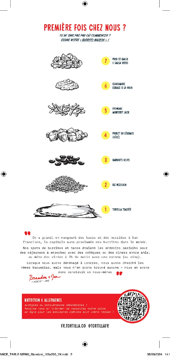 Tortilla Real California Burritos & Tacos Bercy menu 1