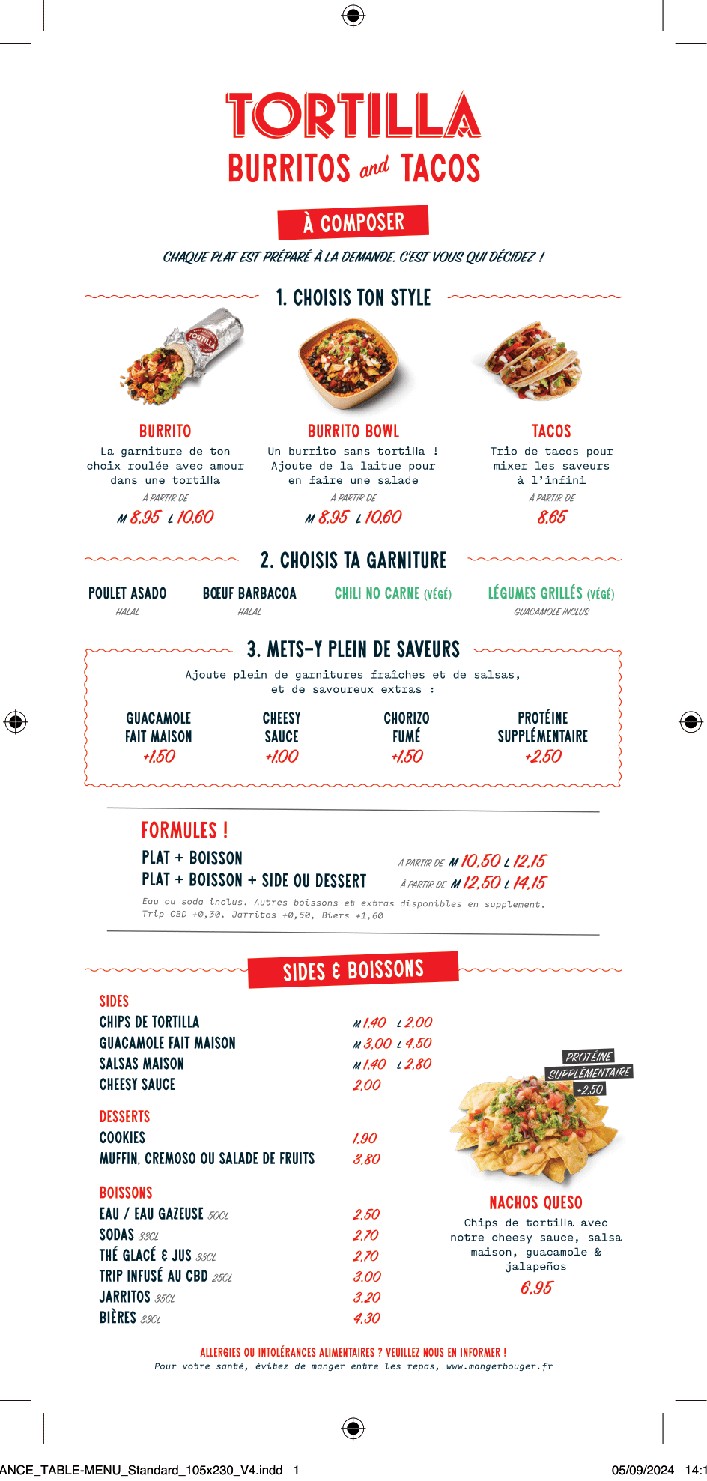 Tortilla Real California Burritos & Tacos Bercy menu 2