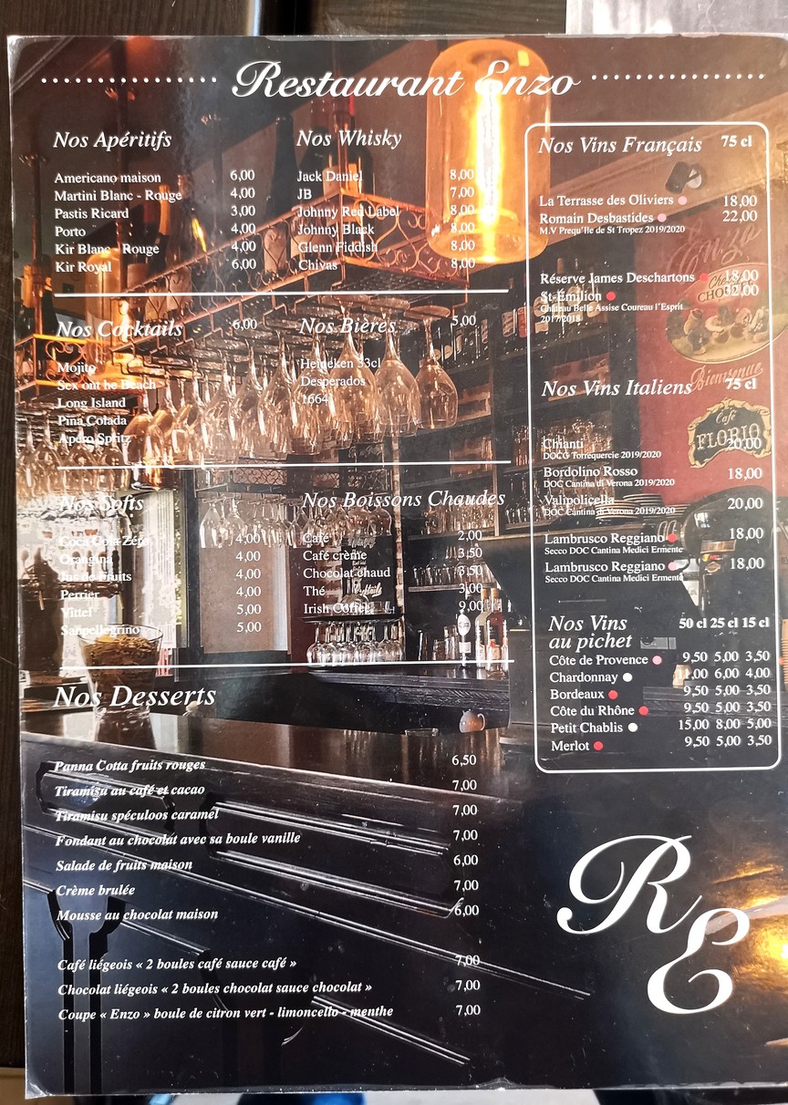 Restaurant Enzo menu 1