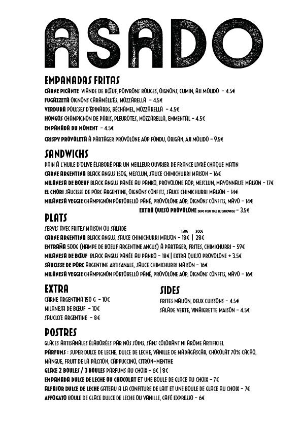 ASADO menu 1