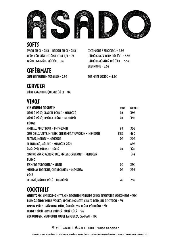 ASADO menu 2