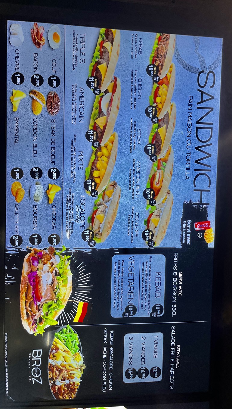 BROZ BURGER Kebab burger tacos menu 2