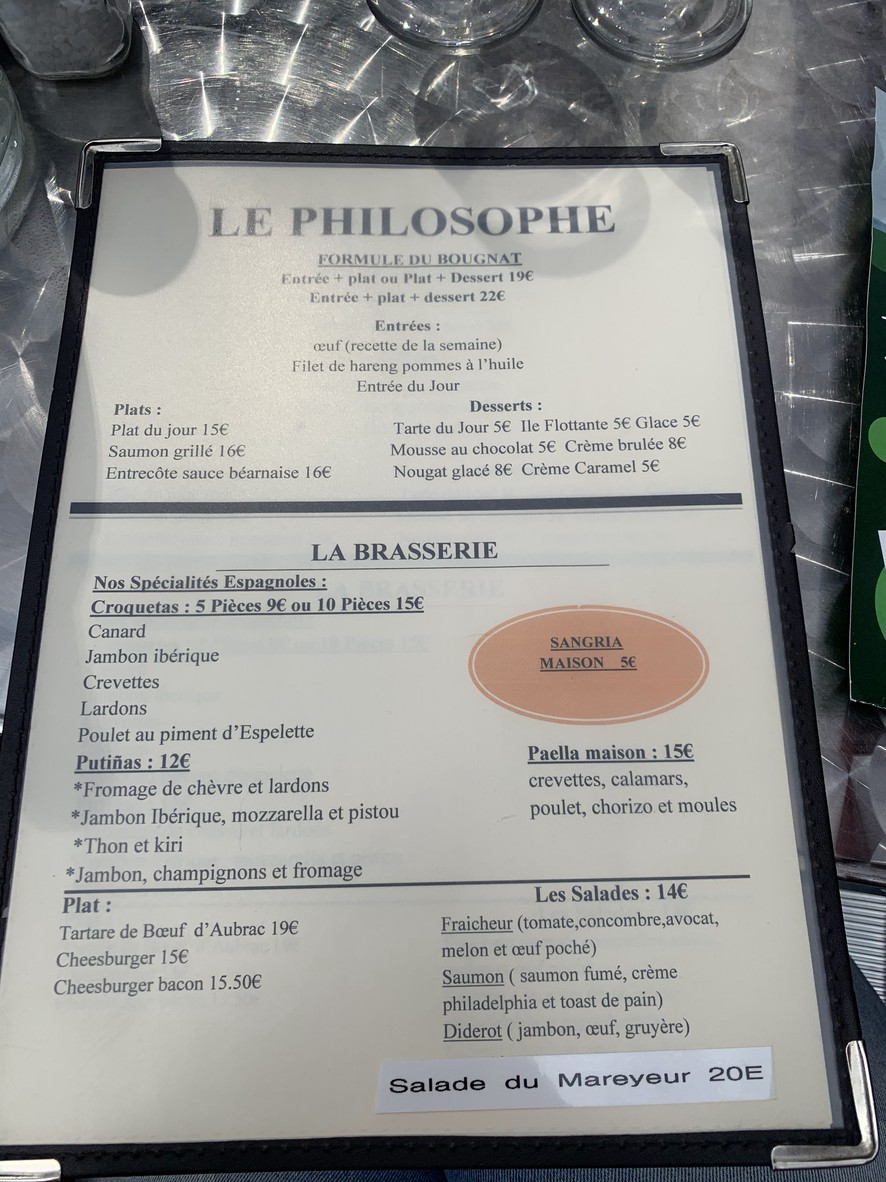 Le Philosophe menu 2