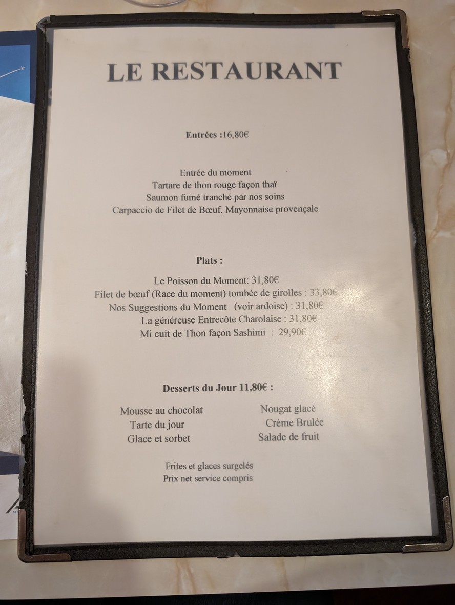 Le Philosophe menu 3