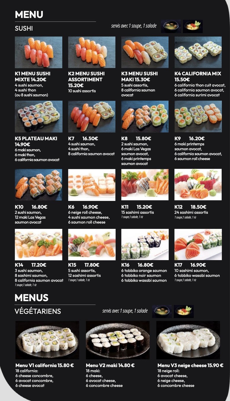 Izu Sushi Fontenay-sous-Bois menu 1
